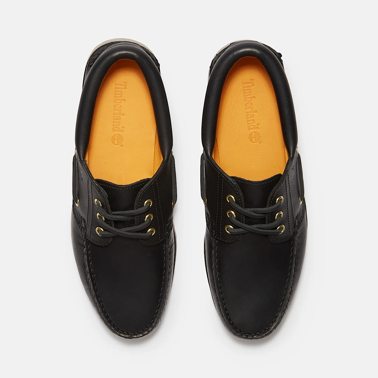 Mens Timberland Authentic 3Eye Lug Handsewn Boat Shoe TBL Black FullGrain ALT2